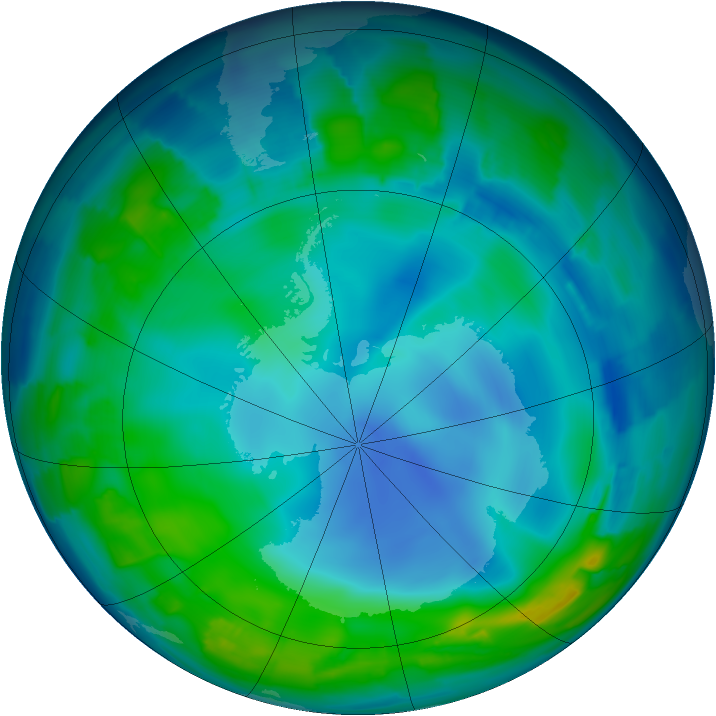 Antarctic ozone map for 25 May 2013